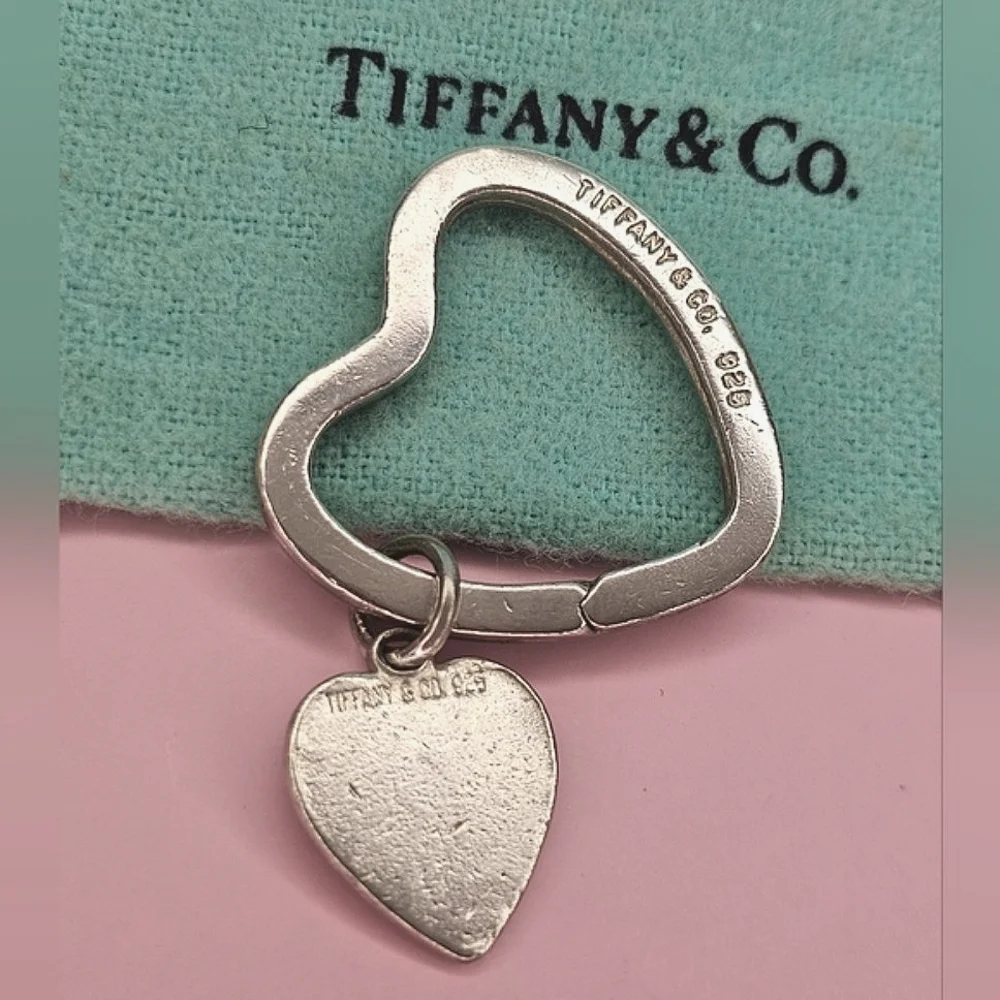 💖 Tiffany & Co. Sterling Silver 925 Heart Key Ring & Vintage Heart Charm 💖